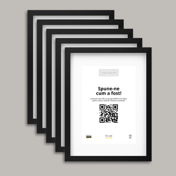 Pachet 5 Rame Negre Personalizate cu NFC și cod QR pentru Google Reviews