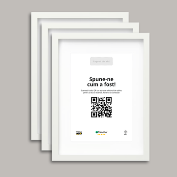 Pachet 3 Rame Albe Personalizate cu NFC și cod QR pentru Tripadvisor