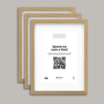 Pachet 3 Rame Aspect Stejar Personalizate cu NFC și cod QR pentru Tripadvisor