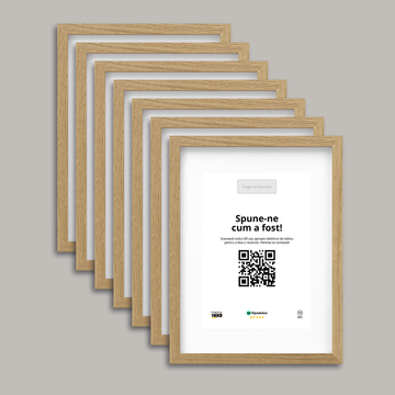 Pachet 7 Rame Aspect Stejar Personalizate cu NFC și cod QR pentru Tripadvisor