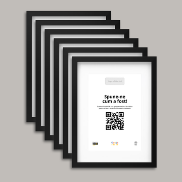 Pachet 6 Rame Negre Personalizate cu NFC și cod QR pentru Google Reviews