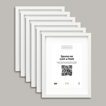 Pachet 6 Rame Albe Personalizate cu NFC și cod QR pentru Google Reviews