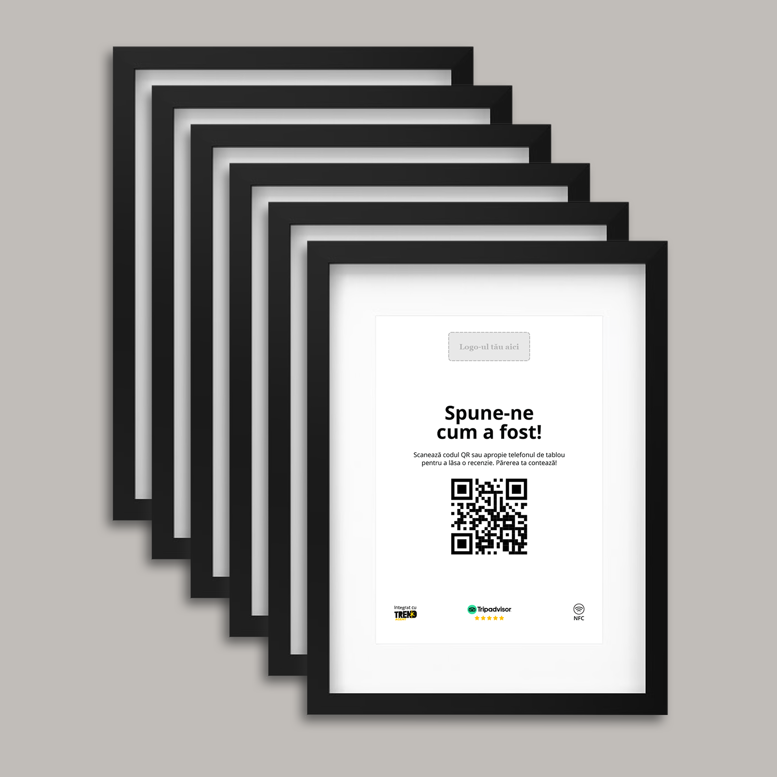 Pachet 6 Rame Negre Personalizate cu NFC și cod QR pentru Tripadvisor