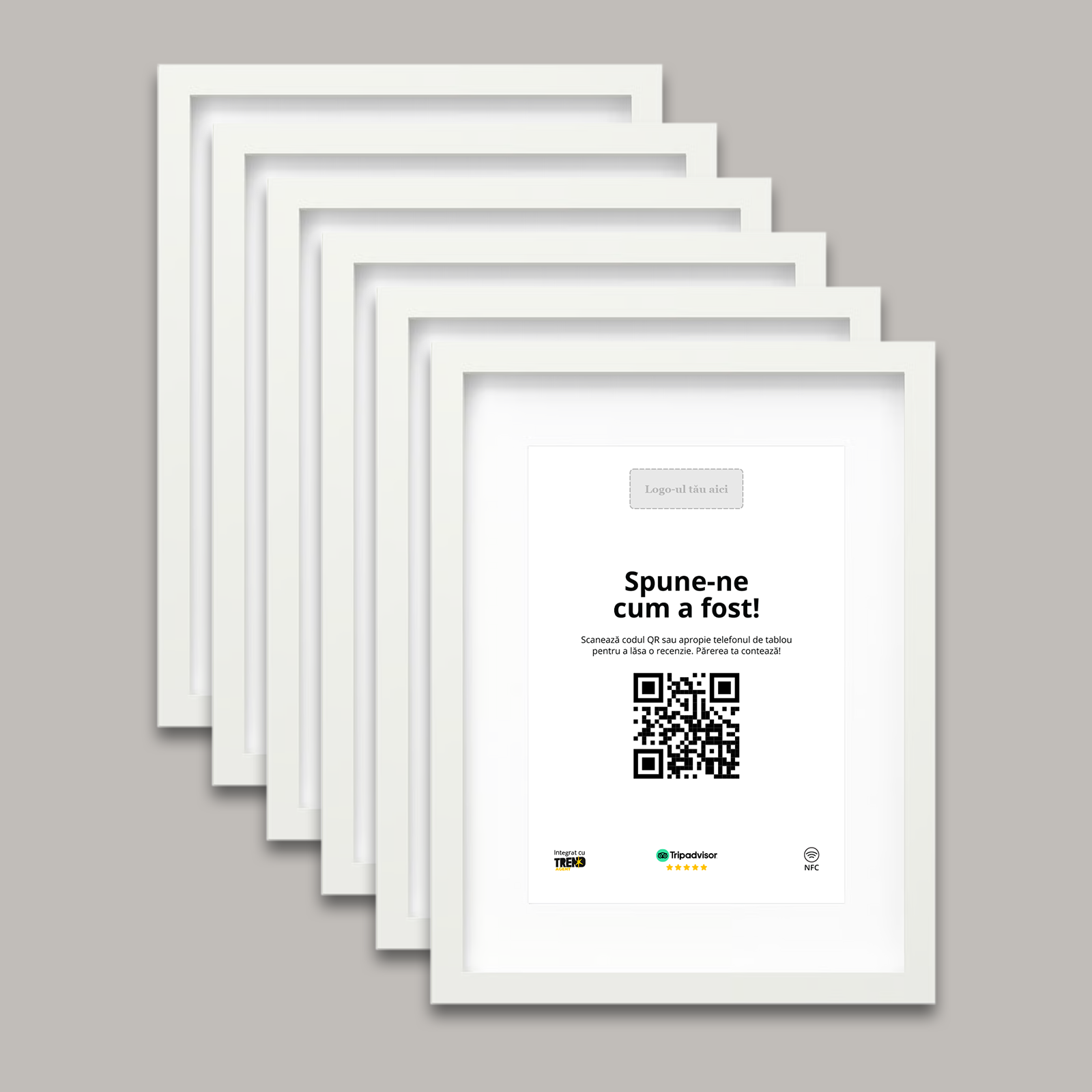 Pachet 6 Rame Albe Personalizate cu NFC și cod QR pentru Tripadvisor