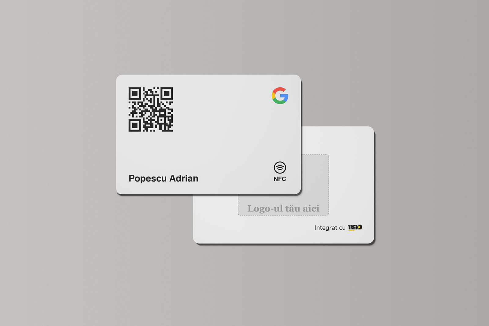 Card  Personalizat Google Review cu NFC și cod QR
