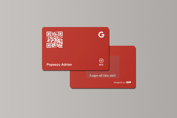 Card Roșu Personalizat Google Review cu NFC și cod QR