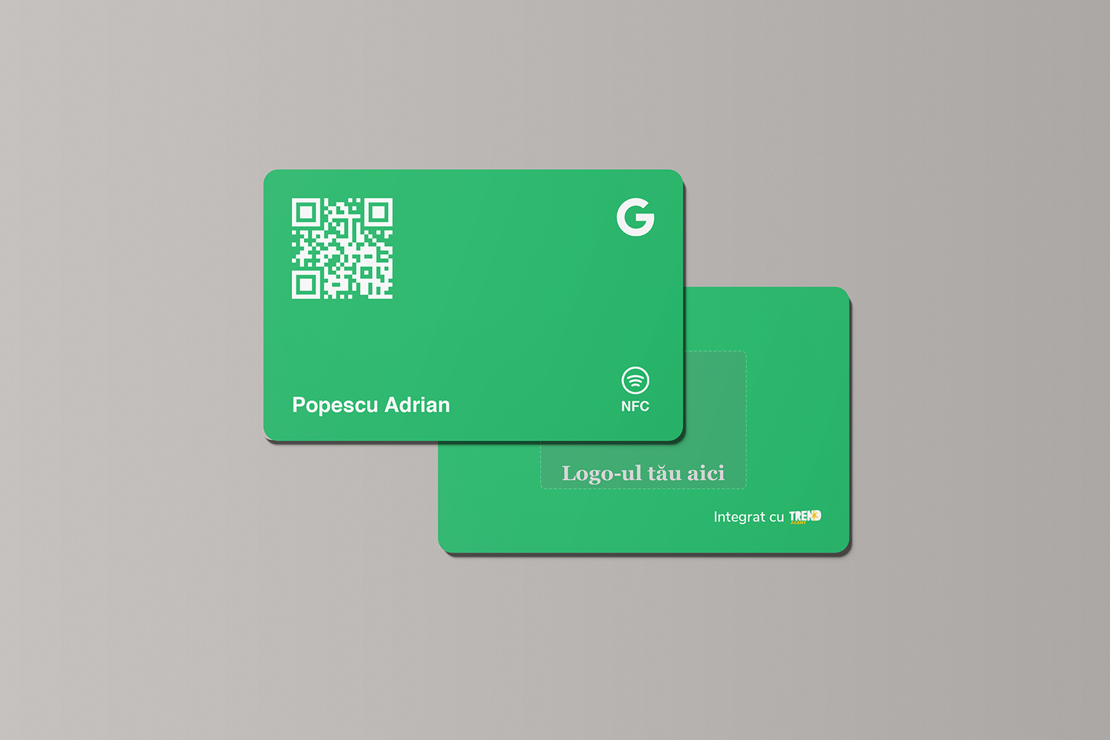 Card Verde PersonalizatGoogle Review cu NFC și cod QR