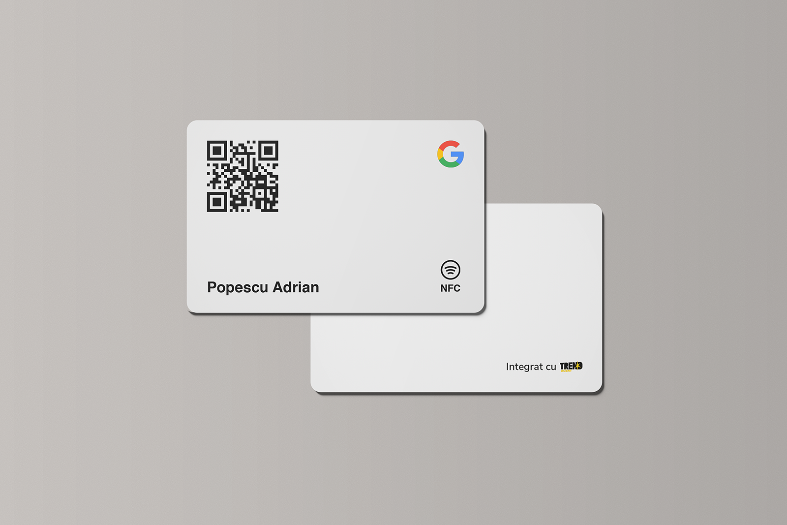 Card Alb Standard Google Review cu NFC și cod QR