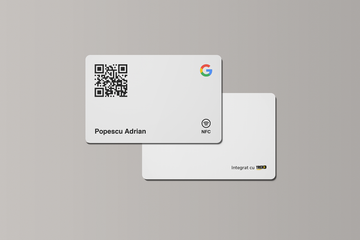 Card Alb Standard Google Review cu NFC și cod QR