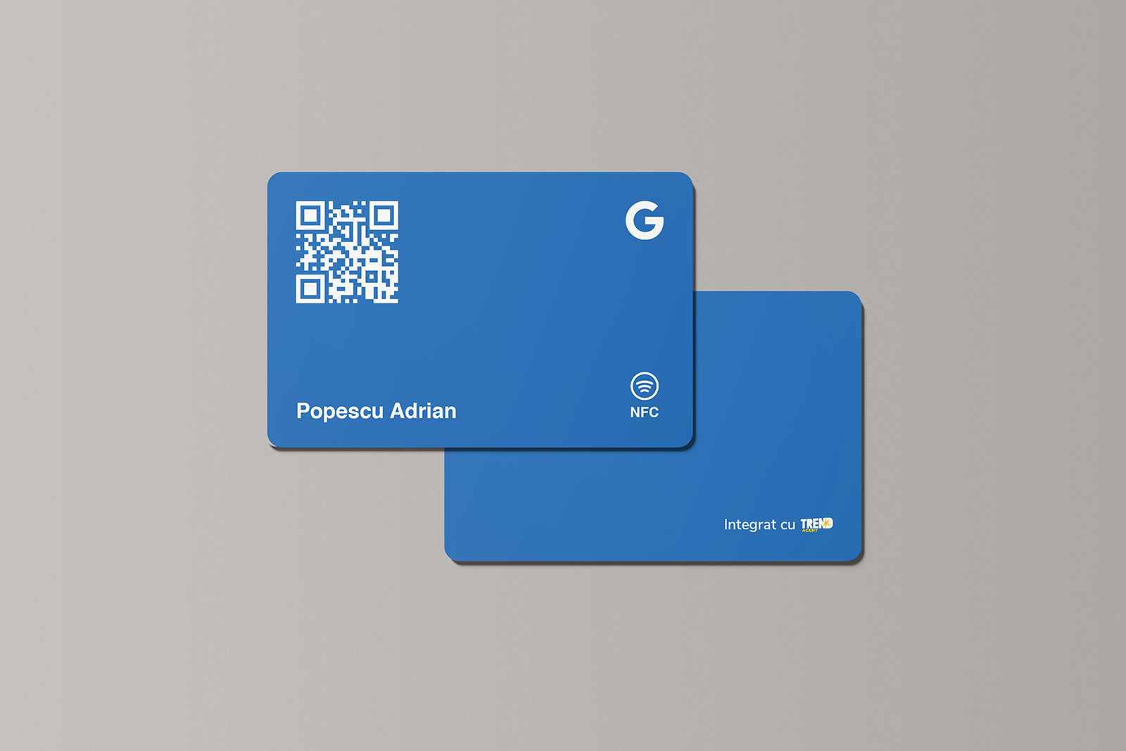 Card Albastru Standard Google Review cu NFC și cod QR