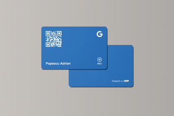 Card Albastru Standard Google Review cu NFC și cod QR
