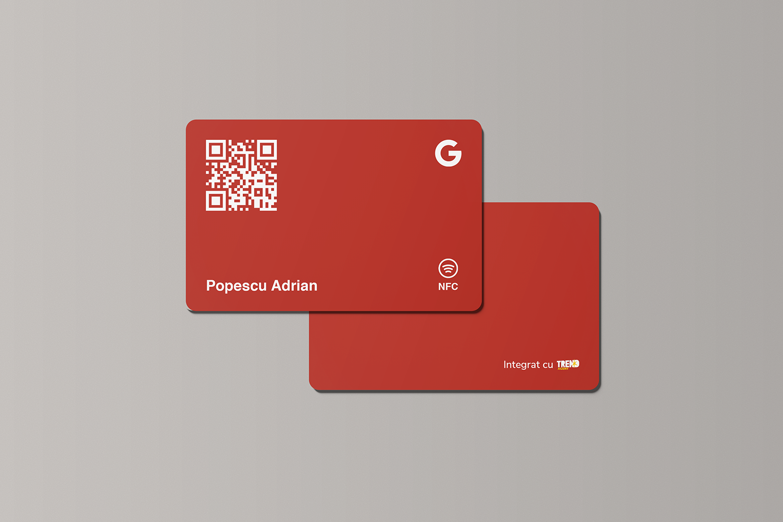 Card Roșu Standard Google Review cu NFC și cod QR