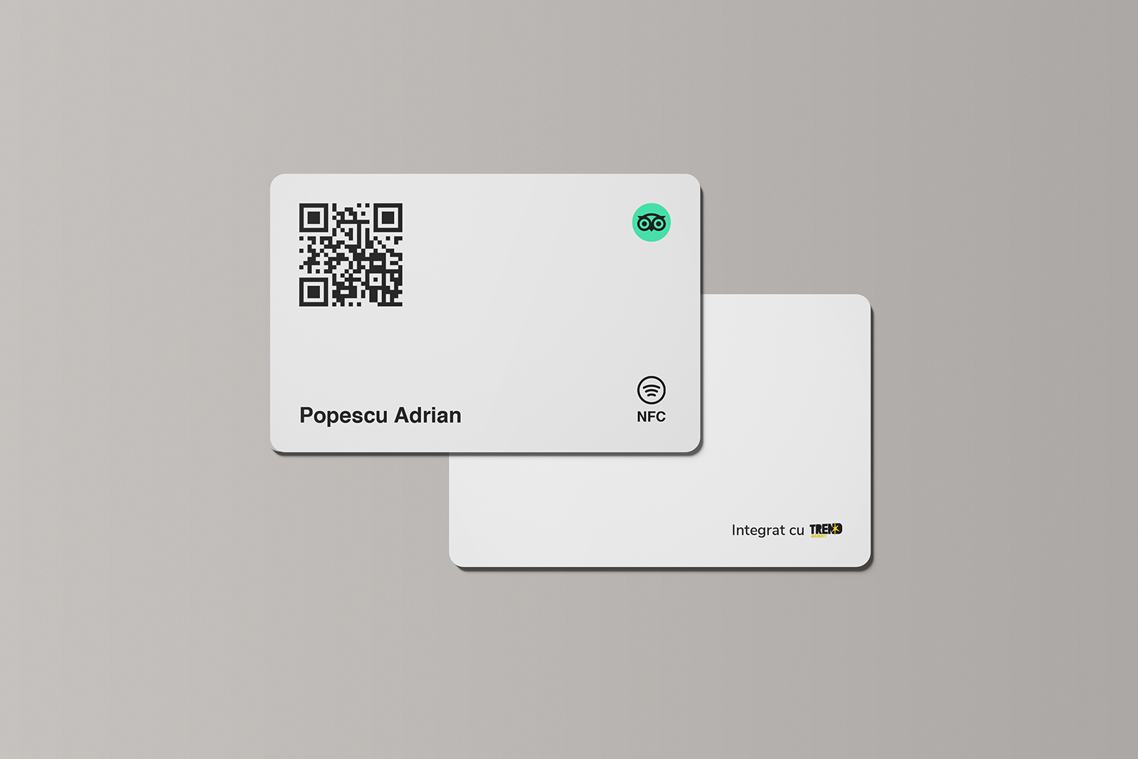 Card Alb Standard Tripadvisor Review cu NFC și cod QR