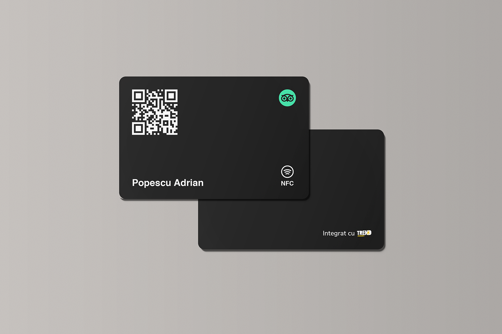 Card Negru Standard Tripadvisor Review cu NFC și cod QR