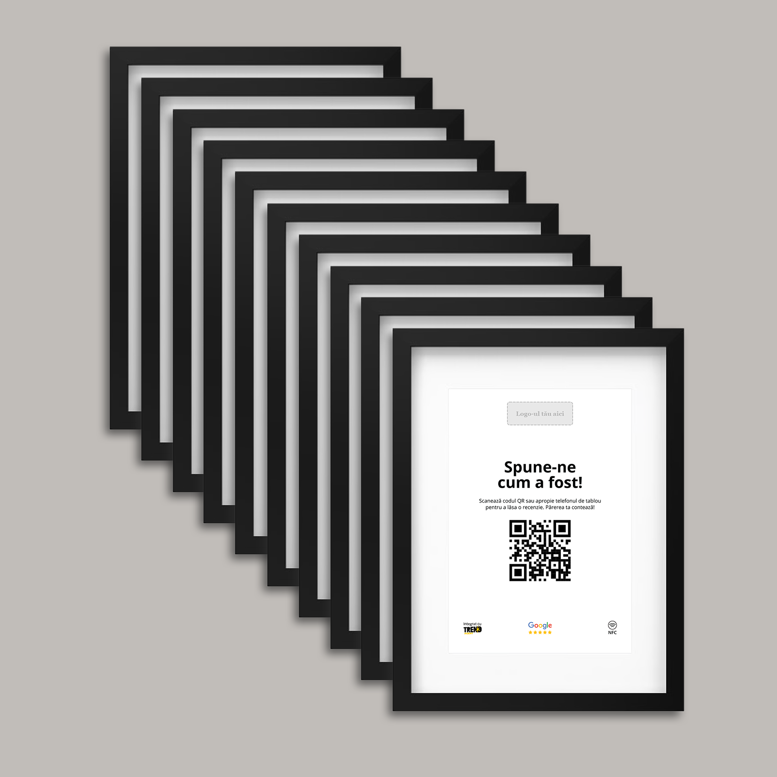 Pachet 10 Rame Negre Personalizate cu NFC și cod QR pentru Google Reviews