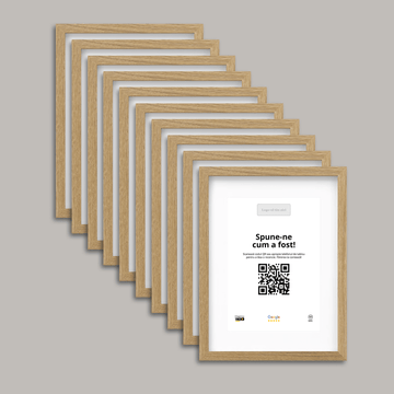 Pachet 10 Rame Aspect Stejar Personalizate cu NFC și cod QR pentru Google Reviews