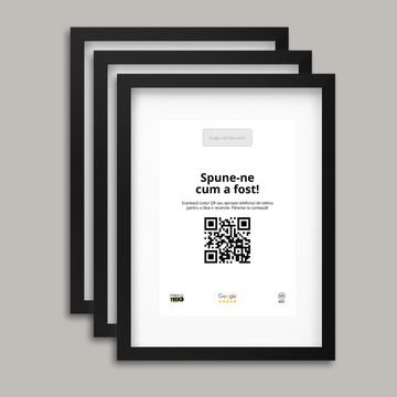 Pachet 3 Rame Negre Personalizate cu NFC și cod QR pentru Google Reviews