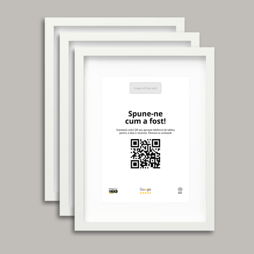 Pachet 3 Rame Albe Personalizate cu NFC și cod QR pentru Google Reviews