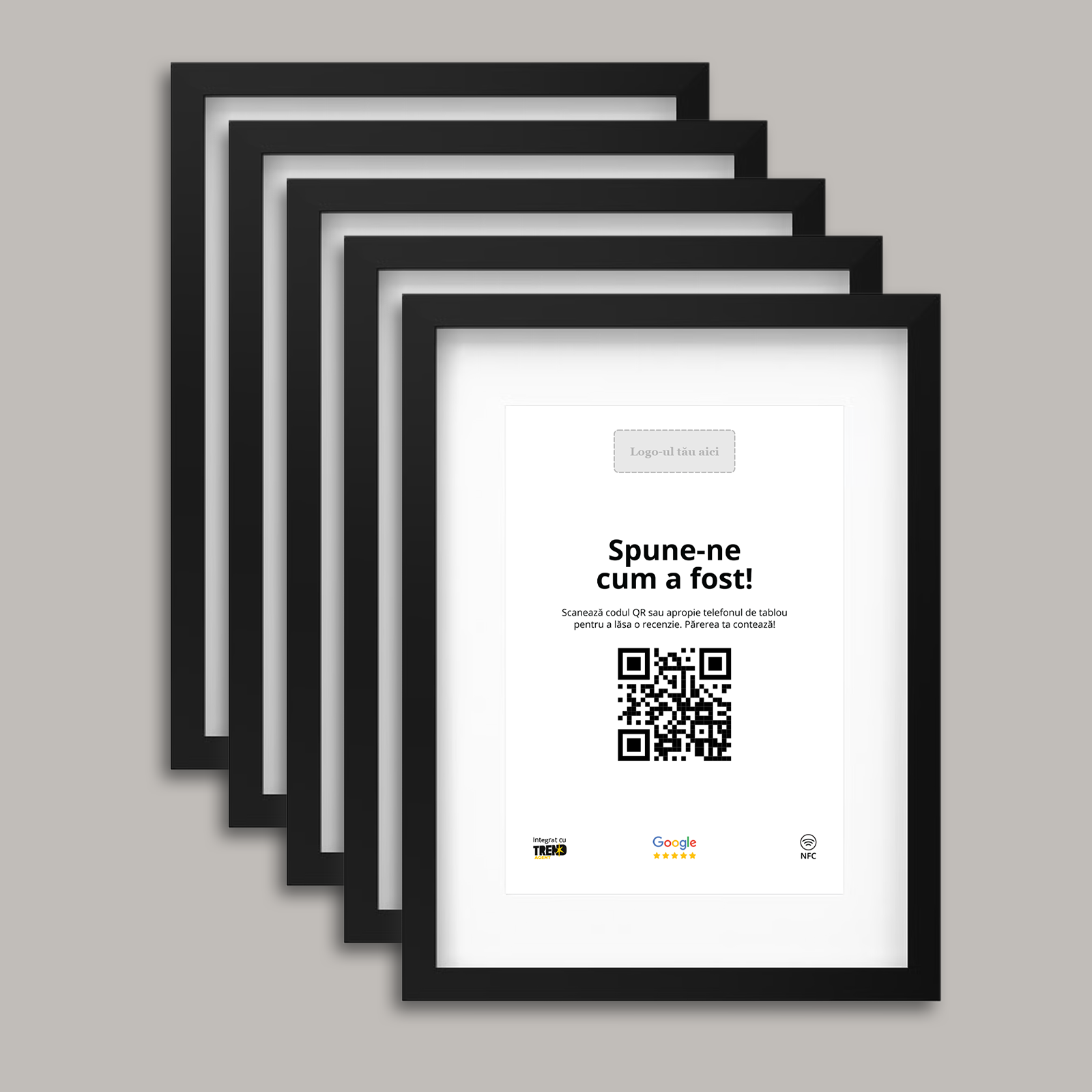 Pachet 5 Rame Negre Personalizate cu NFC și cod QR pentru Google Reviews