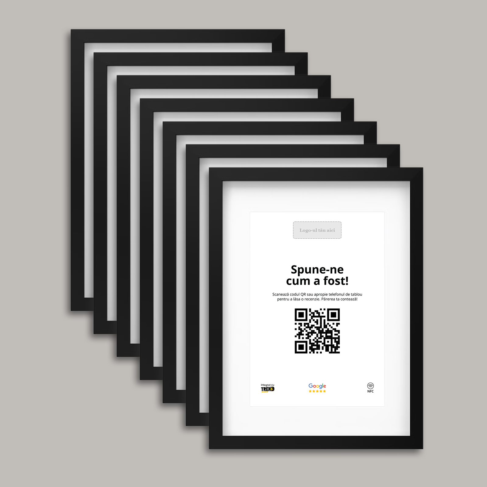 Pachet 7 Rame Negre Personalizate cu NFC și cod QR pentru Google Reviews