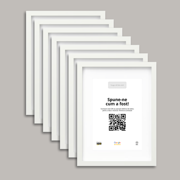 Pachet 7 Rame Albe Personalizate cu NFC și cod QR pentru Google Reviews