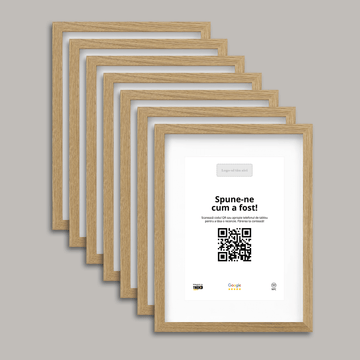 Pachet 7 Rame Aspect Stejar Personalizate cu NFC și cod QR pentru Google Reviews