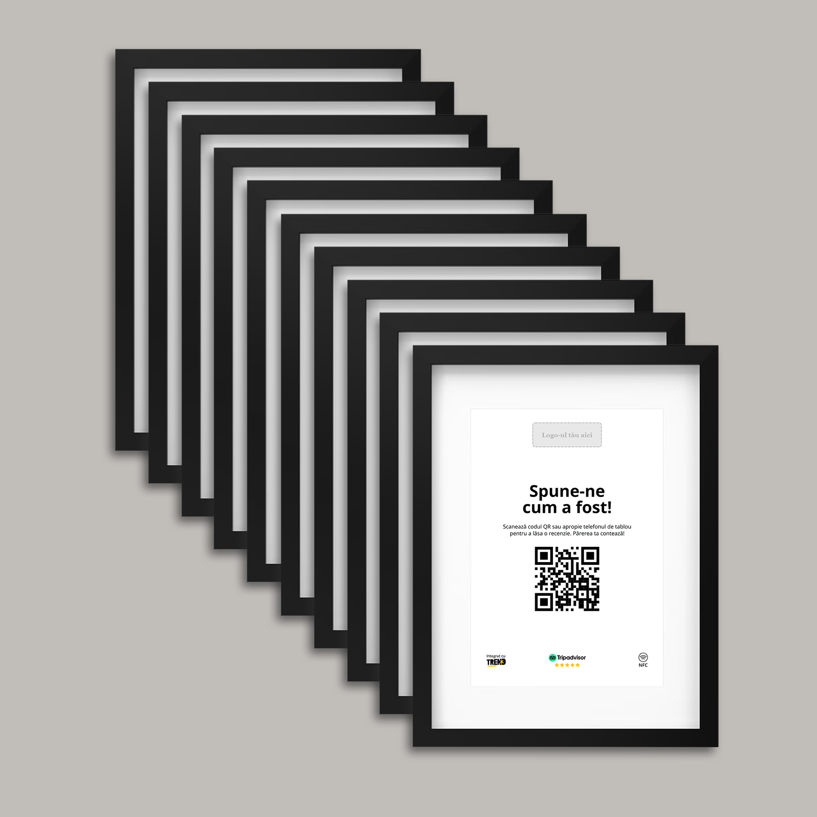 Pachet 10 Rame Negre Personalizate cu NFC și cod QR pentru Tripadvisor