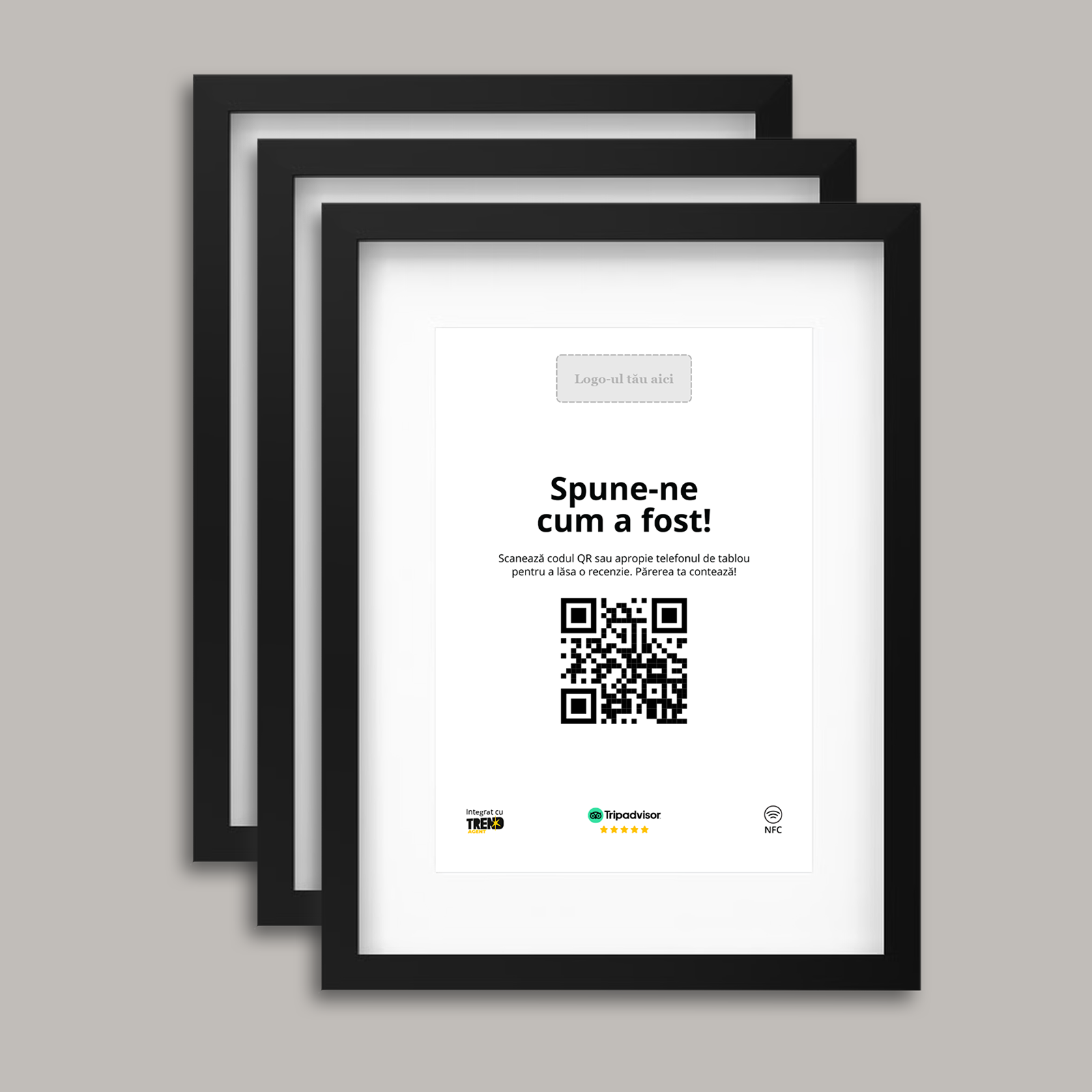 Pachet 3 Rame Negre Personalizate cu NFC și cod QR pentru Tripadvisor