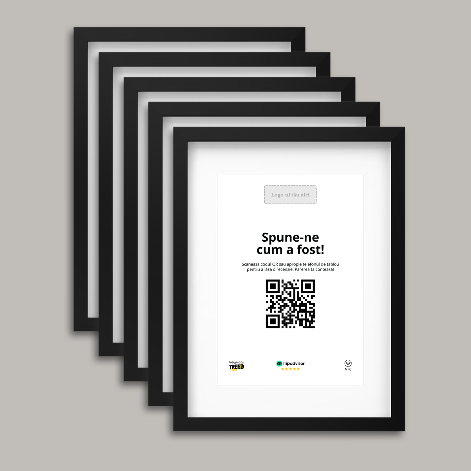 Pachet 5 Rame Negre Personalizate cu NFC și cod QR pentru Tripadvisor