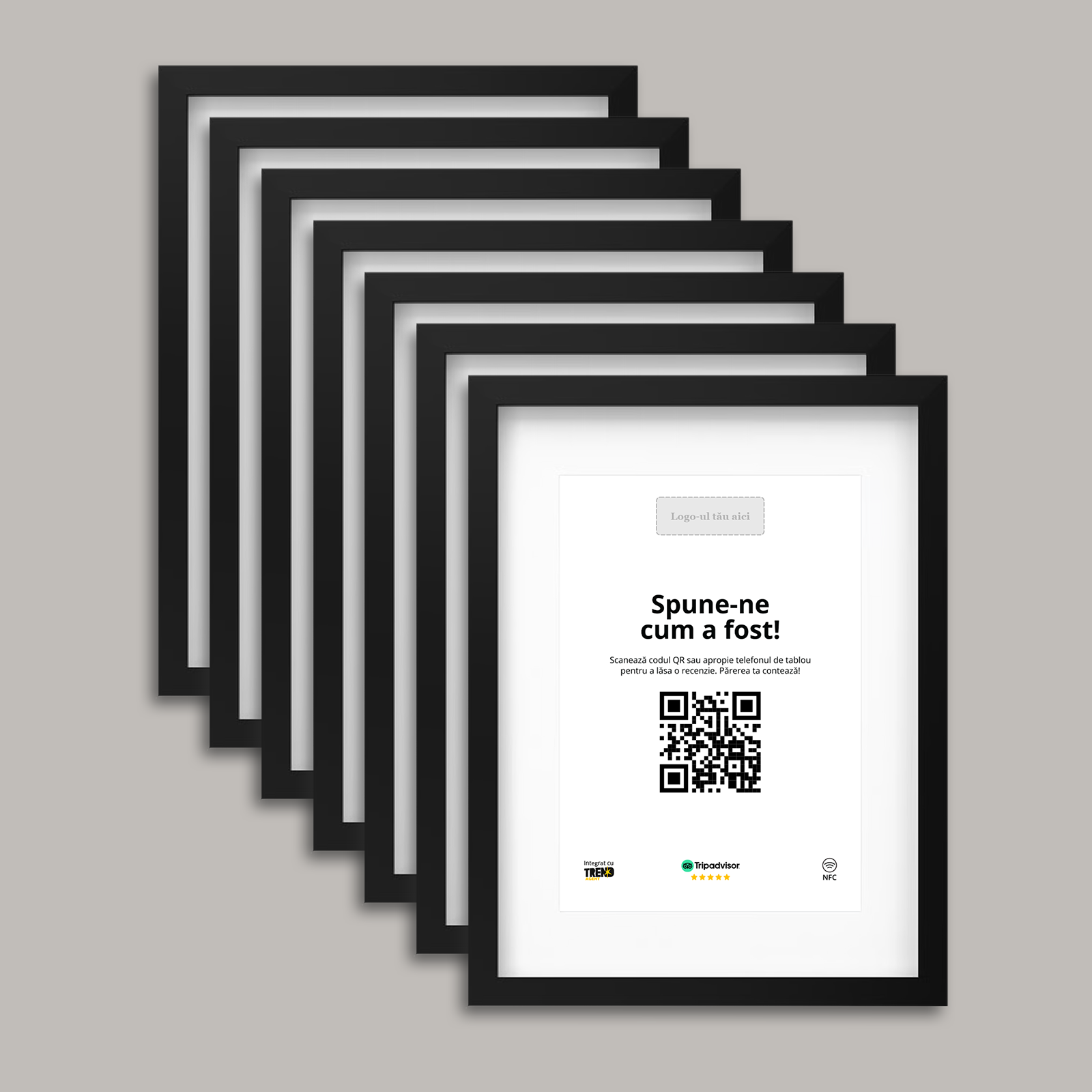 Pachet 7 Rame Negre Personalizate cu NFC și cod QR pentru Tripadvisor