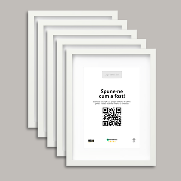 Pachet 5 Rame Albe Personalizate cu NFC și cod QR pentru Tripadvisor
